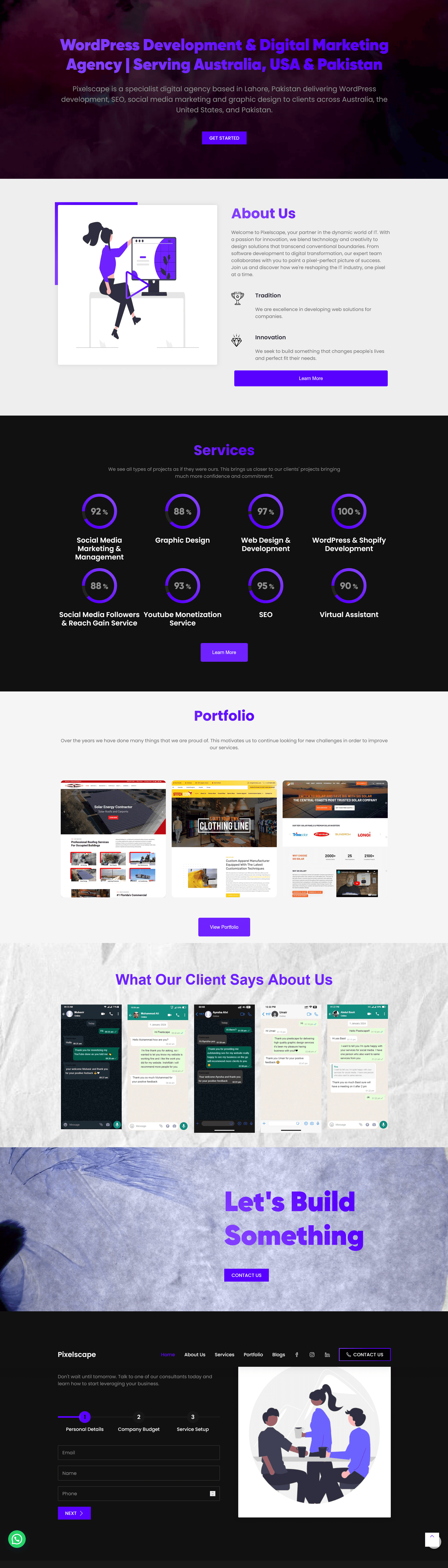 Pixelscape — full homepage